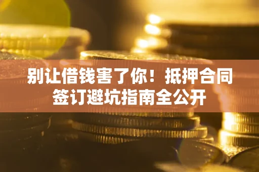 武汉别让借钱害了你！抵押合同签订避坑指南全公开